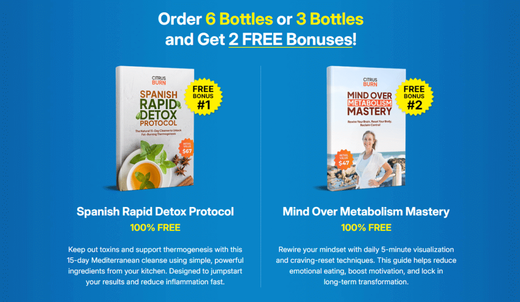 Order 6 Bottles or 3 Bottles and Get 2 FREE Bonuses
